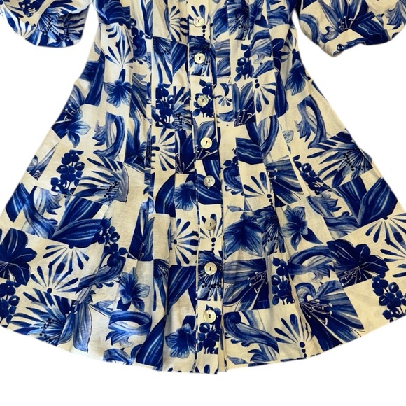 NWT Farm Rio Off-White Garden Tiles Plaid Mini Dress in Blue White Size M - Picture 8 of 14